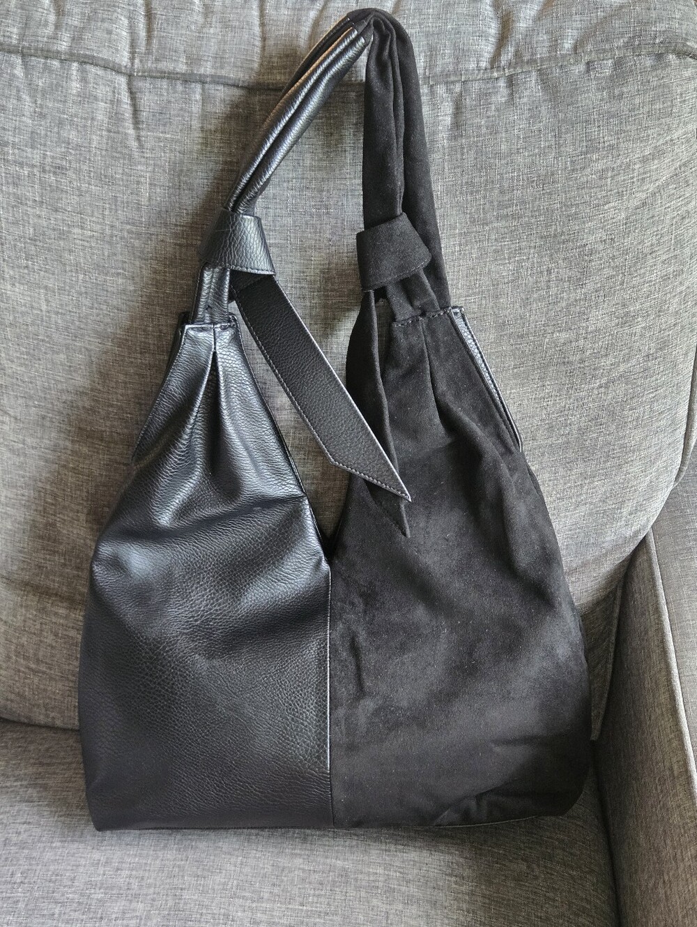 Sondra Robert's Squared Black Designer Handbag Knot Handle NEW